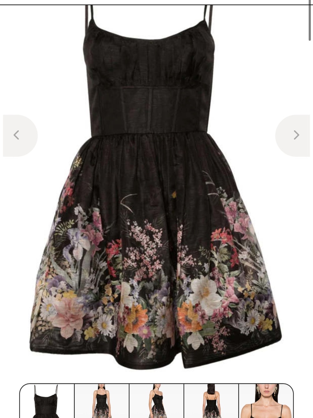 Zimmermann Black Floral Border Print Mini Dress